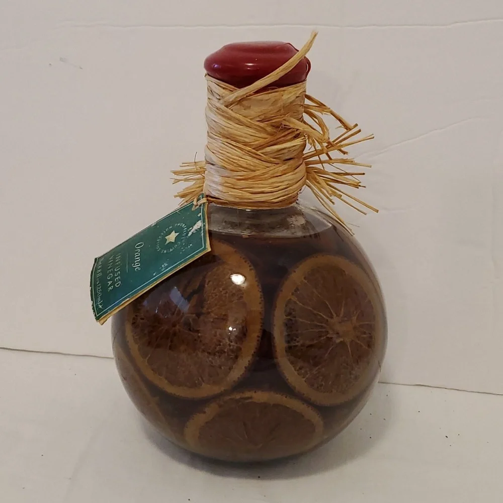 Vintage Round Jar With Orange